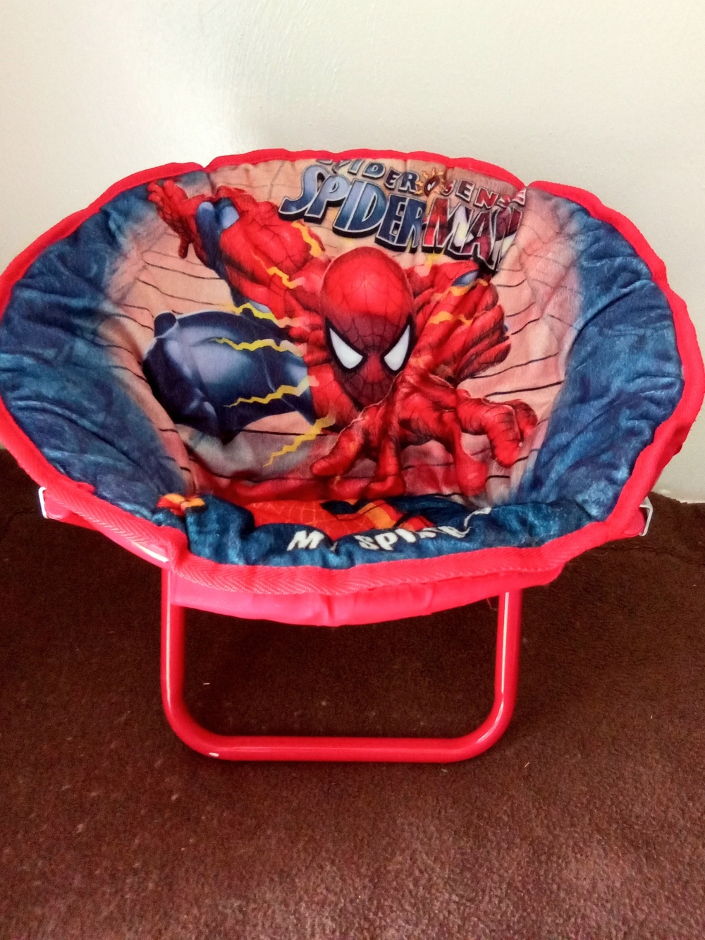 Spiderman Saucer Chair Toddler Kids Boys Folding Padded Cushion New/Like New